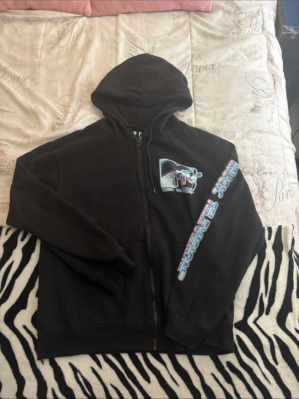 MTV Black Hoodie with Iridescent Space Logo
